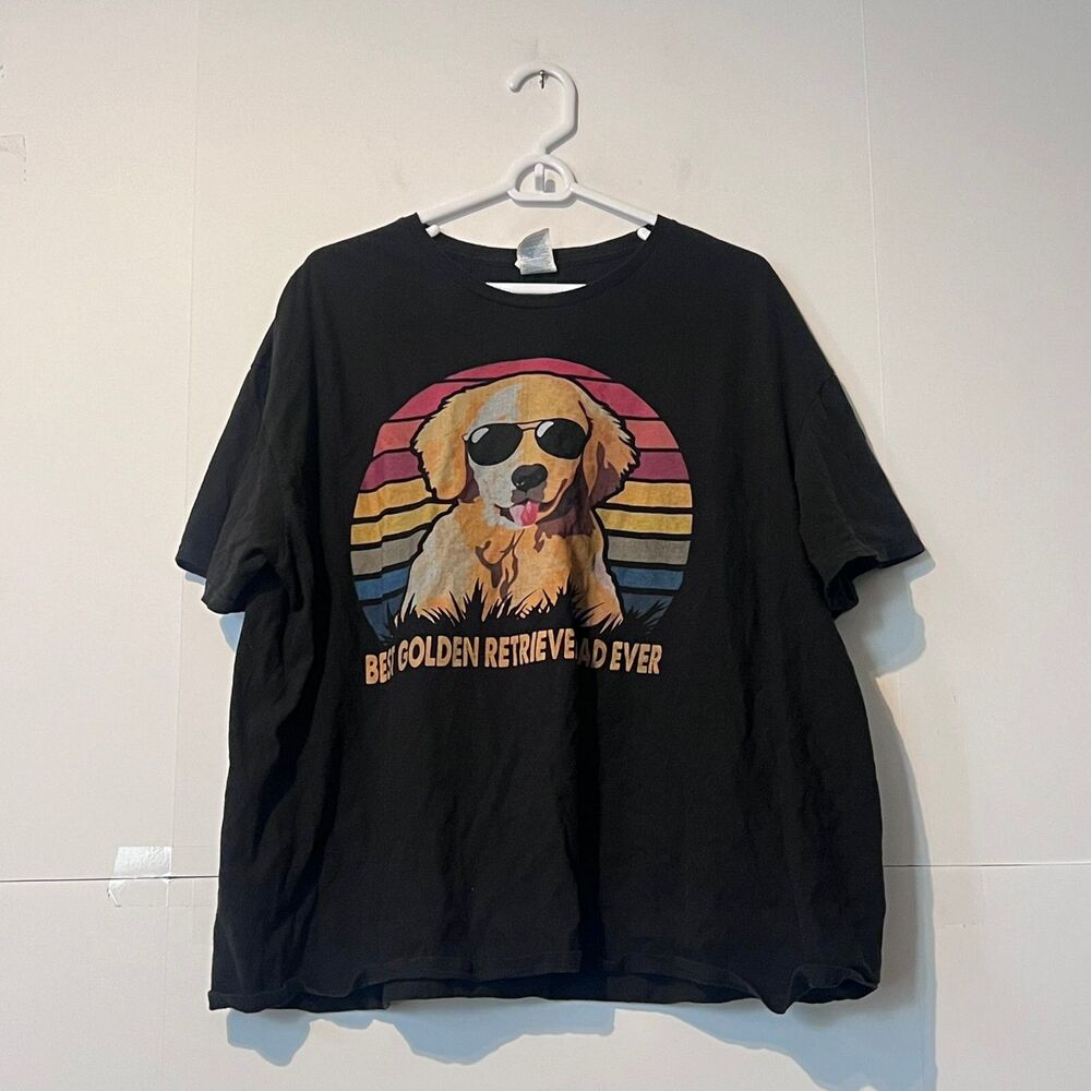 Vintage Delta Mens Ring Spun T-Shirt Size 3XL Black Golden Retriever Dad Dog